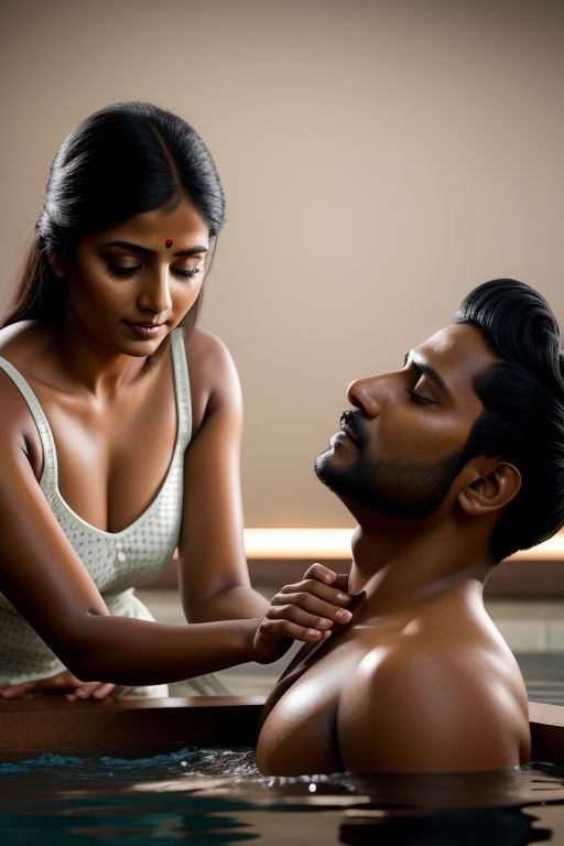 Indian girl erotic massaging male client in spa