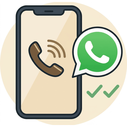 Mobile phone and WhatsApp contact icon representing direct communication and booking inquiries.
