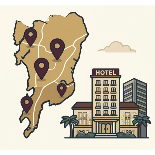 Mumbai location map and hotel illustration representing preferred meeting location selection.